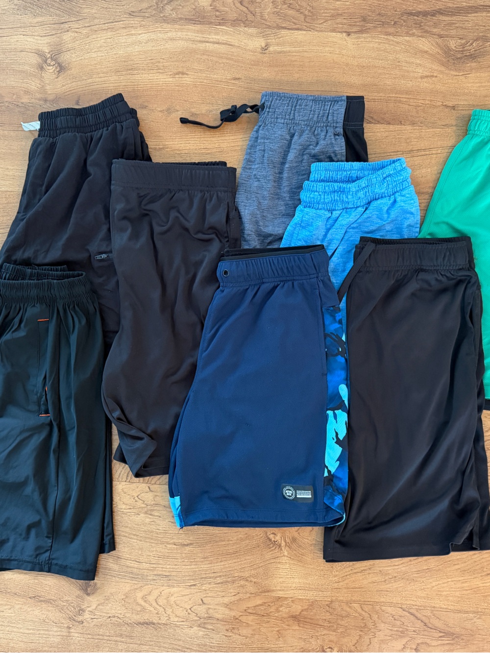 [BUNDLE of 8] Assorted Kids Athletic Shorts - Blue, Black, Gray, Green